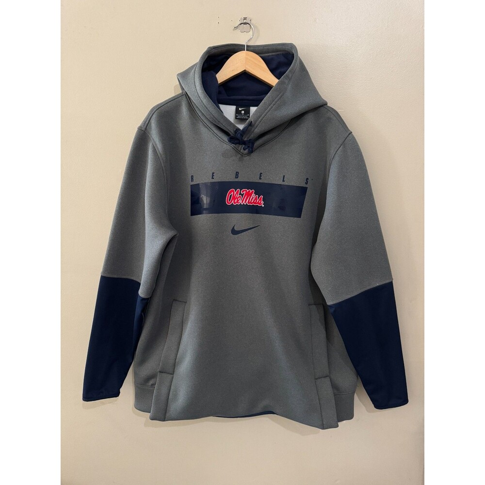 Nike Ole Miss Rebels Football Team Issue PE On-Field Thermal Heavy Hoodie Men XL